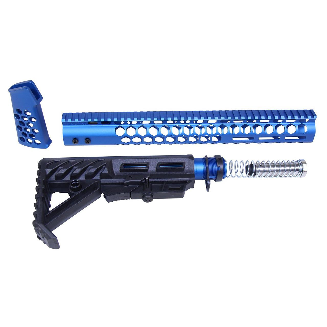 Guntec USA HC-SET-G2-BLUE Guntec USA HC-SET-G2-BLUE 223/5.56 Rifle "Honeycomb" Series Complete Furniture Set (Gen 2) (Anodized Blue) HC-SET-G2-BLUE