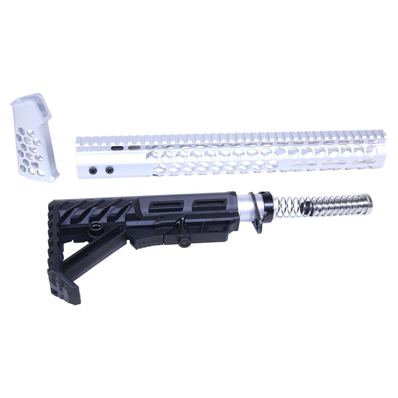Guntec USA HC-SET-G2-CLEAR Guntec USA HC-SET-G2-CLEAR 223/5.56 Rifle "Honeycomb" Series Complete Furniture Set (Gen 2) (Anodized Clear) HC-SET-G2-CLEAR