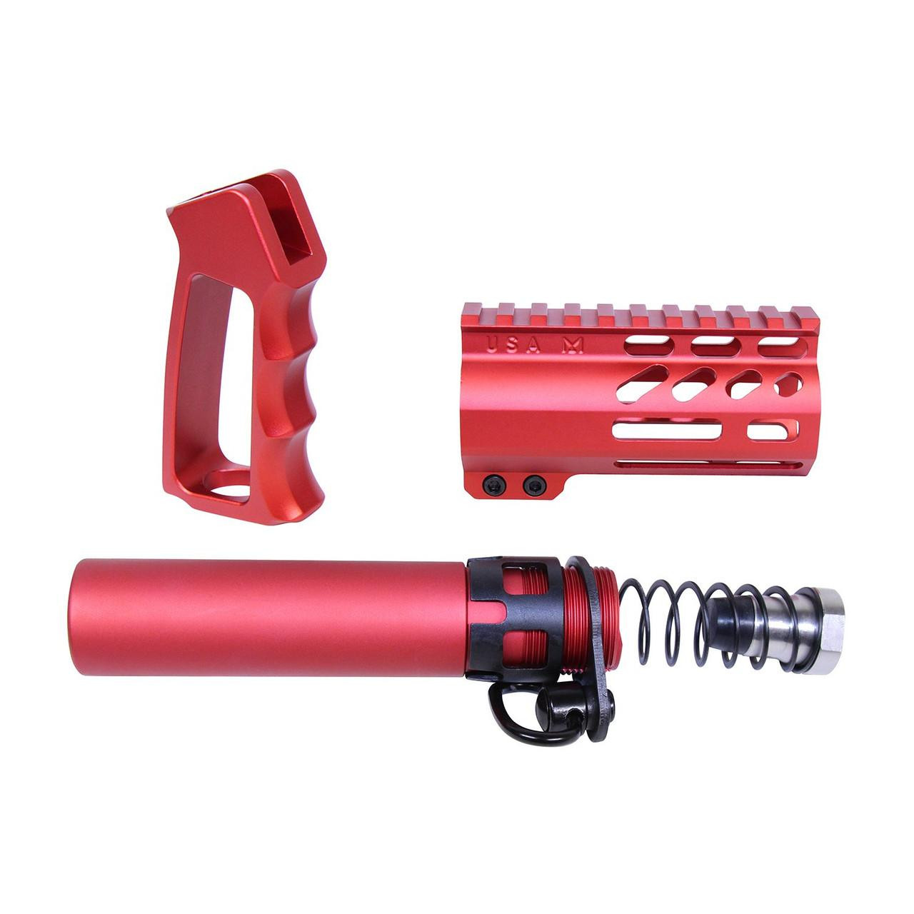 Guntec USA MICRO-P-SET-RED Guntec USA MICRO-P-SET-RED 223/5.56 Rifle Micro Pistol Furniture Set (Anodized Red) MICRO-P-SET-RED