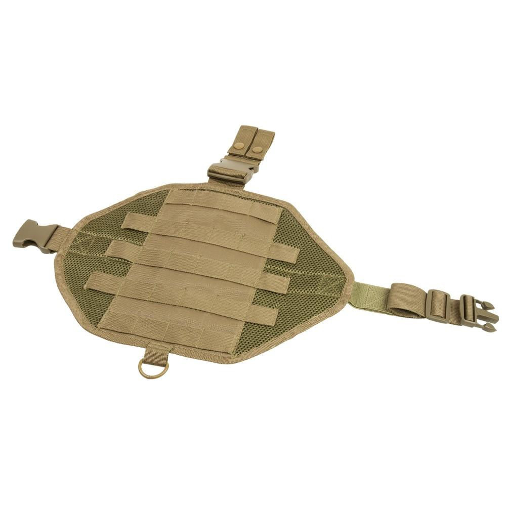 NcStar NcSTAR CVDLMP2952T Drop Leg Molle Panel, tactical thigh platform with multiple MOLLE attachment straps and adjustable buckle straps for military or outdoor gear deployment.