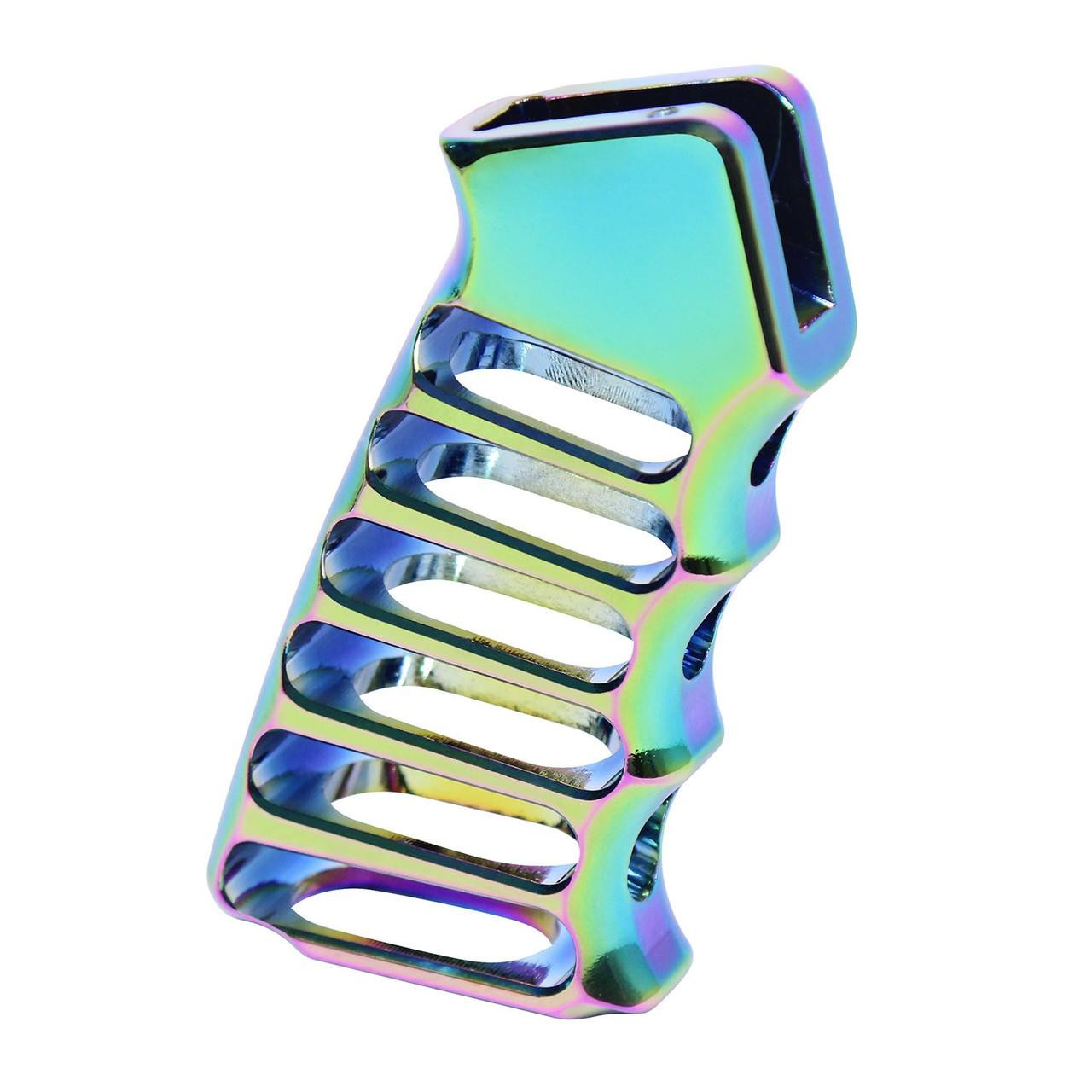Guntec USA ULS-PG-RPVD Guntec USA ULS-PG-RPVD Ultralight Series Skeletonized Aluminum Pistol Grip (Rainbow Pvd Coated) ULS-PG-RPVD