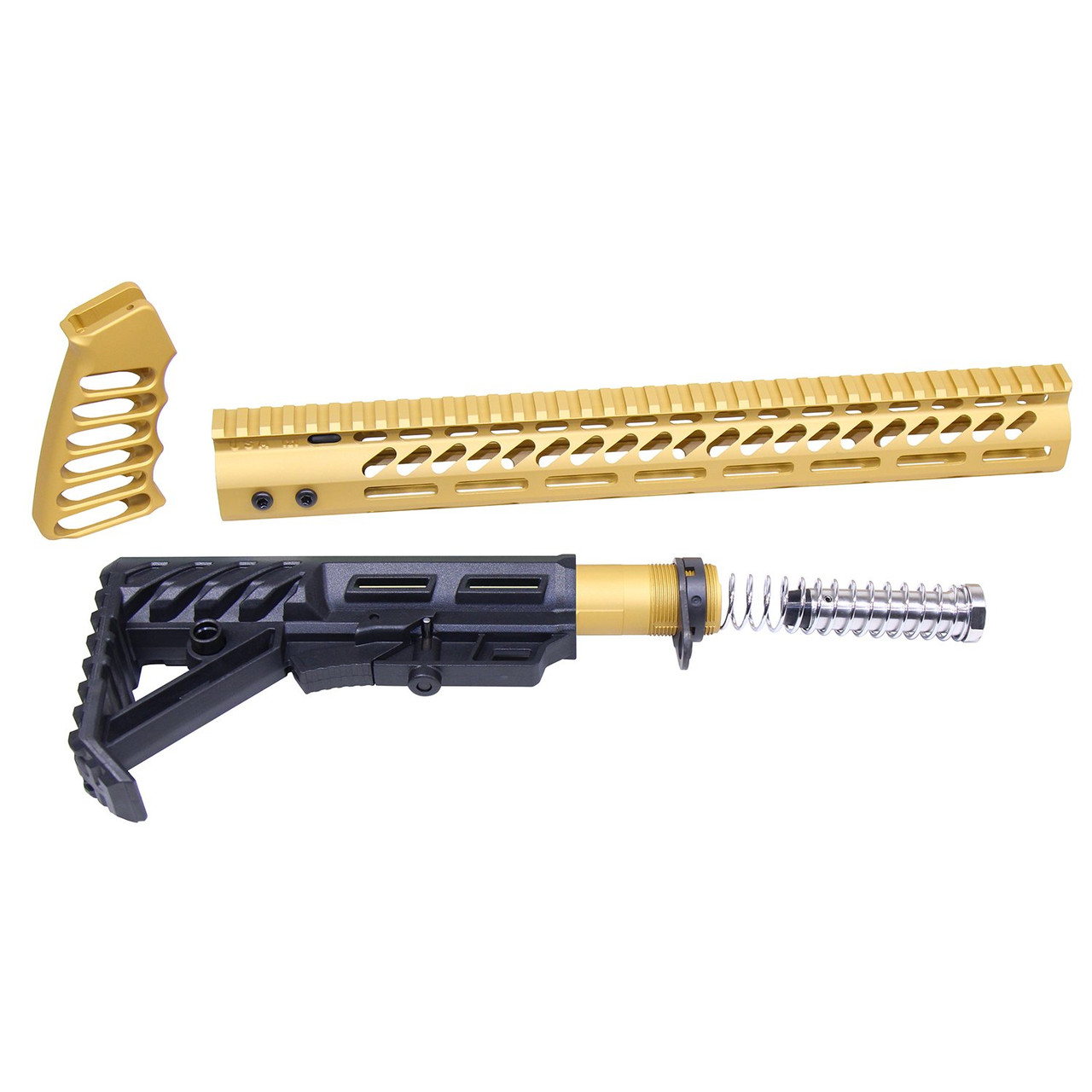 Guntec USA ULTRA-SET-GOLD AR-15 Ultralight Series Complete Furniture Set (Anodized Gold)