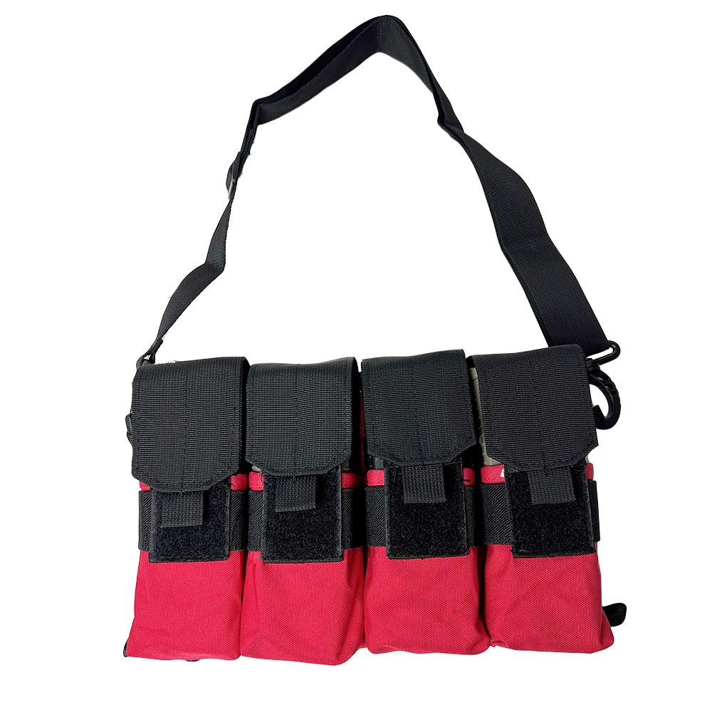 NcStar NcSTAR CVMARC3044R 223/556 Mag Carrier and Pouch Holds 8 30 Round Magazines, a black and red tactical magazine holder with multiple pouches for Ammo storage.