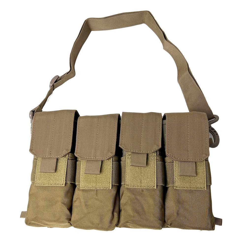 NcStar NcSTAR CVMARC3044T 223/556 Mag Carrier and Pouch Holds 8 30 Round Magazines, tan tactical magazine pouch with four individual magazine slots and adjustable strap