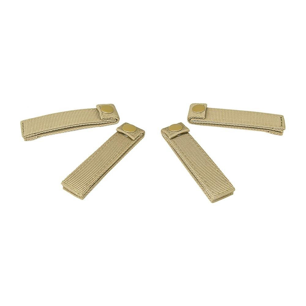 NcStar NcSTAR CVMSS3011T Molle Long 4" Thumb Snap Straps/ 4 Pack, beige tactical gear straps with snap buttons for secure attachment.