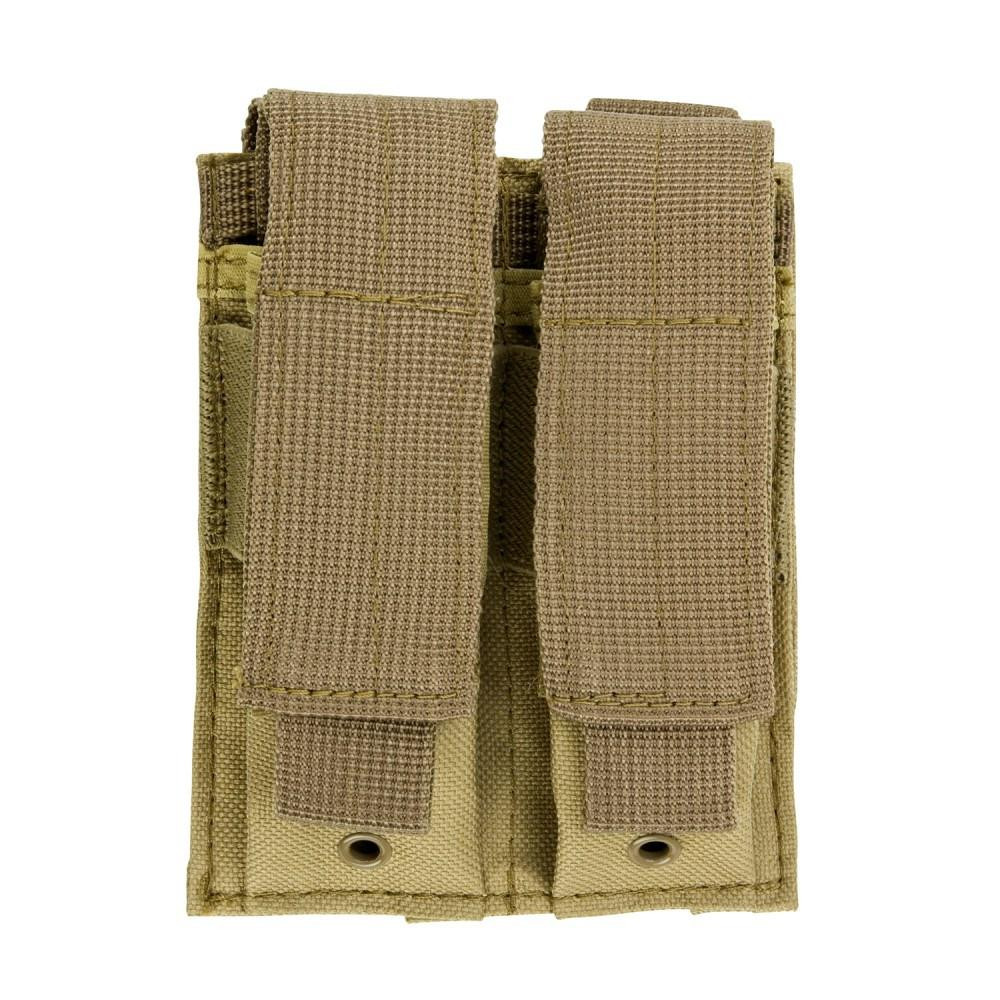 NcStar NcSTAR CVP2P2931T Double 9mm Magazine Pouch, tan tactical magazine pouch with two compartments for 9mm magazines, made of durable nylon material.
