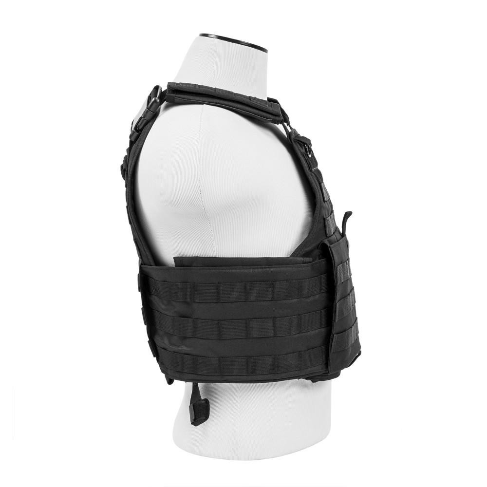 NcStar NcSTAR CVPCV2924 Police Military Tactical MOLLE / PALS Adj Plate Carrier Vest, black tactical plate carrier vest with MOLLE/PALS webbing system for attaching gear.