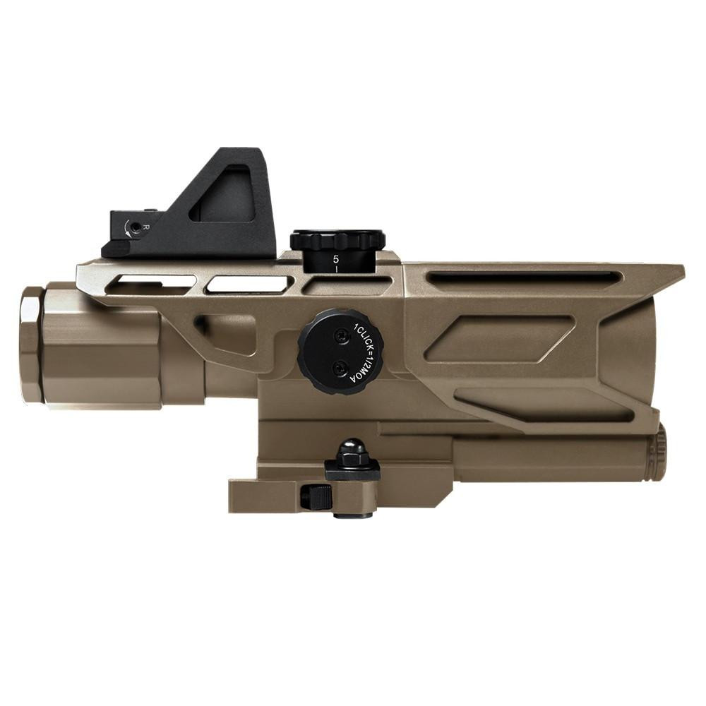 NcStar VSTP3940GDV3T NcSTAR VSTP3940DV3T Gen3 USS 3-9X40 Scope W/Red Dot/P4 Sniper Reticle - Tan VSTP3940GDV3T