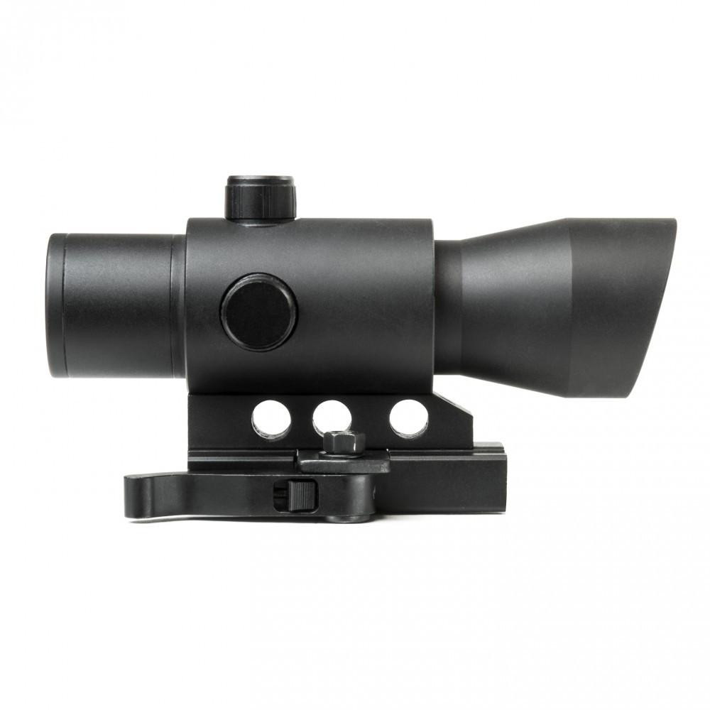 NcStar NcSTAR DMRK132A Mark Iii Tactical Red Dot Sight/1X32/4 Reticle, black tactical red dot scope with mounting base and adjustable settings for precision targeting.