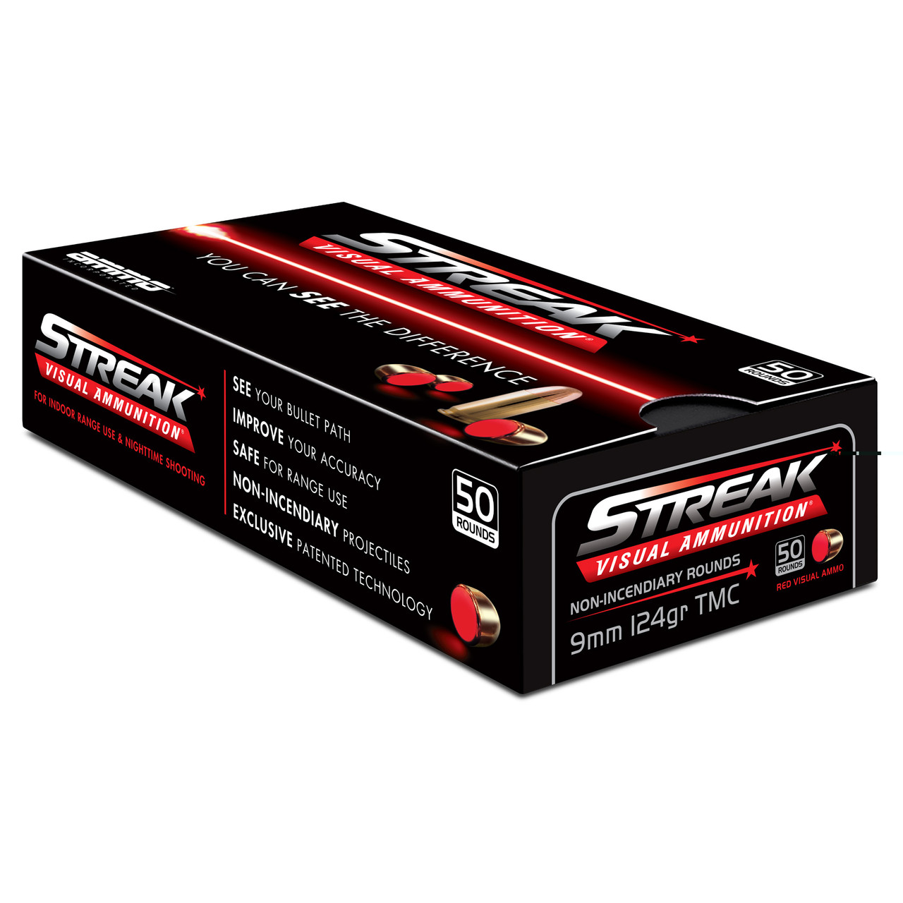 STREAK Ammunition 9124TMC-STRK-RED-50 9mm 124gr Tmc 50/1000