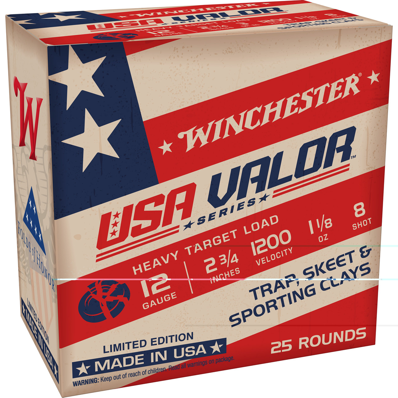 Winchester Ammunition USAV128 Usa Valor 12ga 2.75" #8 25/250