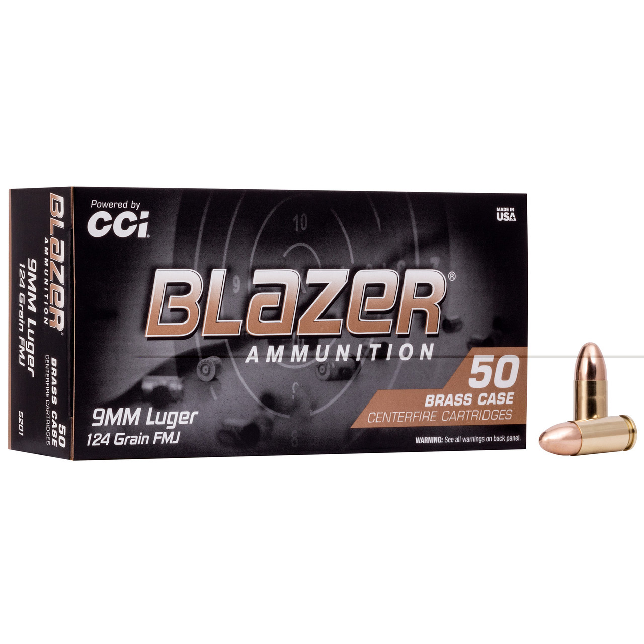 Blazer Ammunition 5201 Brass 9mm 124gr Fmj 50/1000