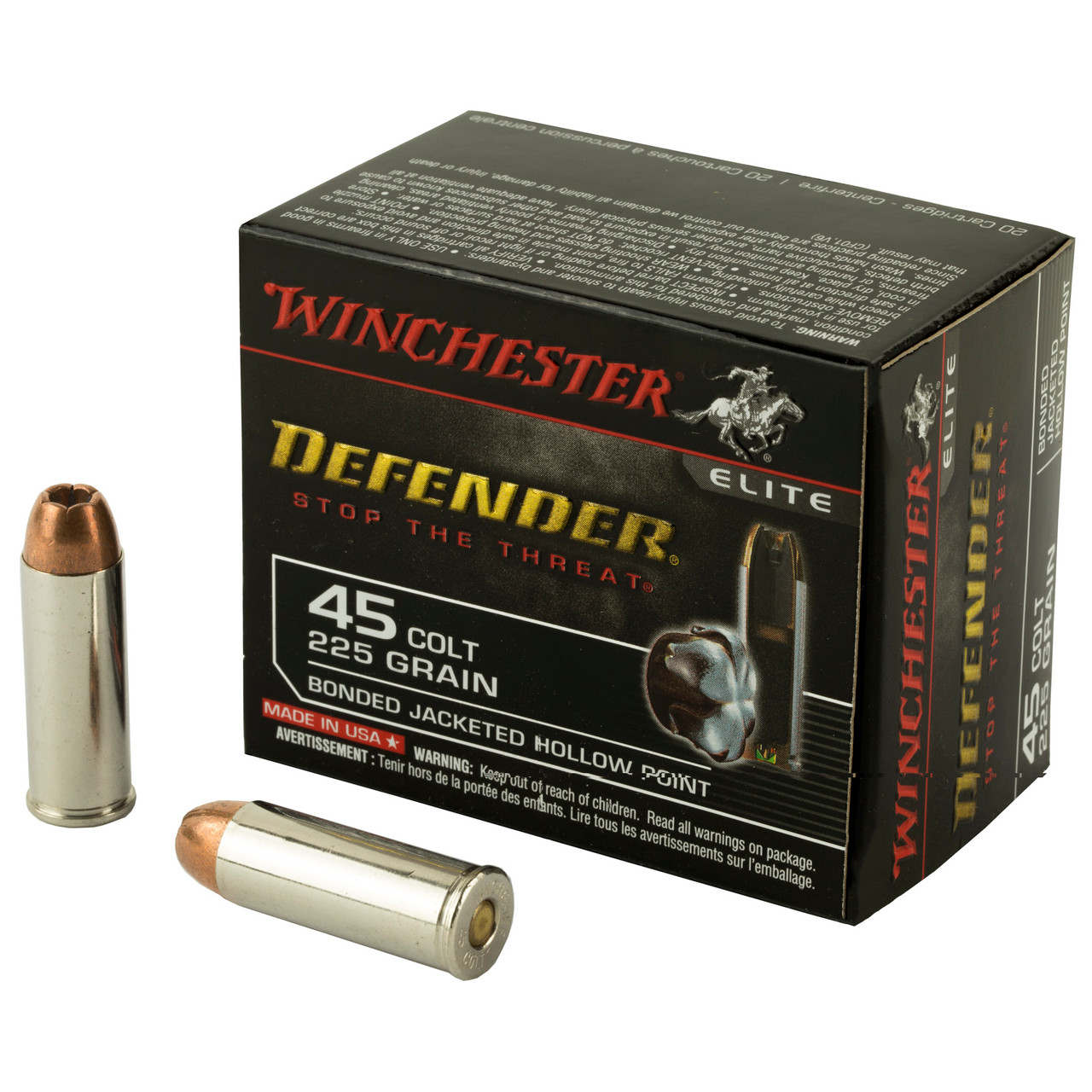 Winchester Ammunition S45CPDB Defender 45lc 225gr Jhp 20/200