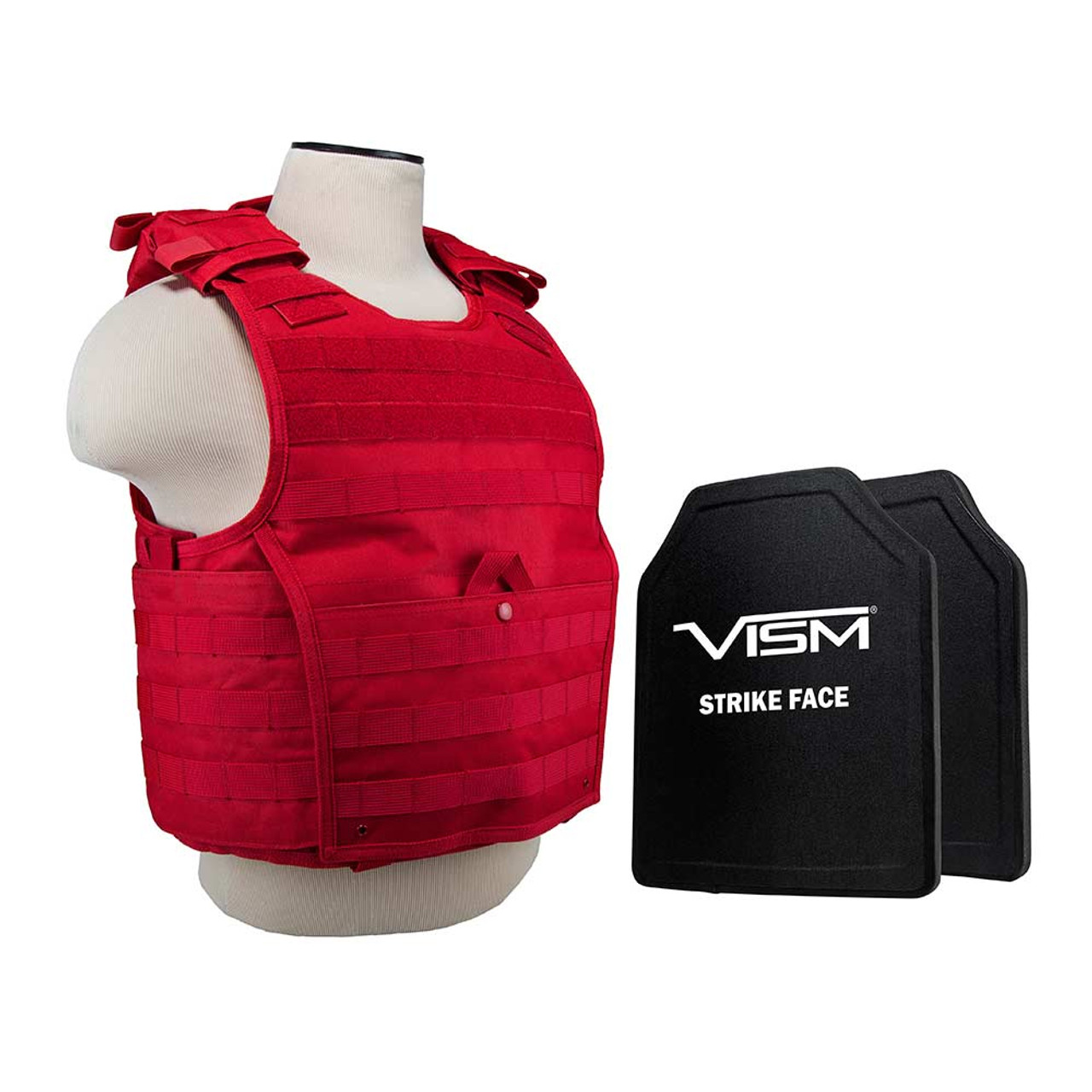 Vism By Ncstar BPCVPCVX2963R-A Expert Plate Carrier Vest (Med-2Xl) With 10"X12" Level Iii+ PE Shooters Cut 2X Hard Ballistic Plates/ Large