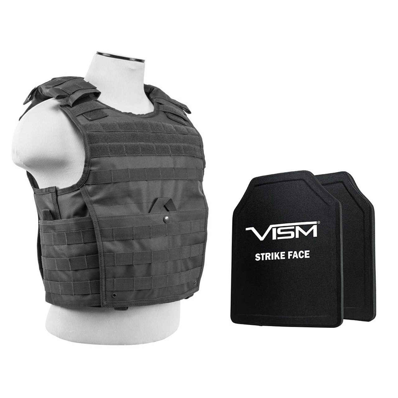 Vism By Ncstar BPCVPCVX2963U-A Expert Plate Carrier Vest (Med-2Xl) With 10"X12" Level Iii+ PE Shooters Cut 2X Hard Ballistic Plates/ Large