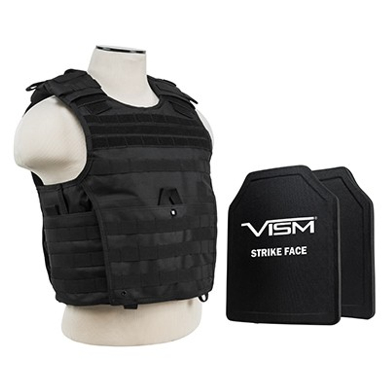 Vism By Ncstar BPCVPCVXL2963B-A Expert Plate Carrier Vest (2Xl+) With 10"X12" Level Iii+ PE Shooters Cut 2X Hard Ballistic Plates