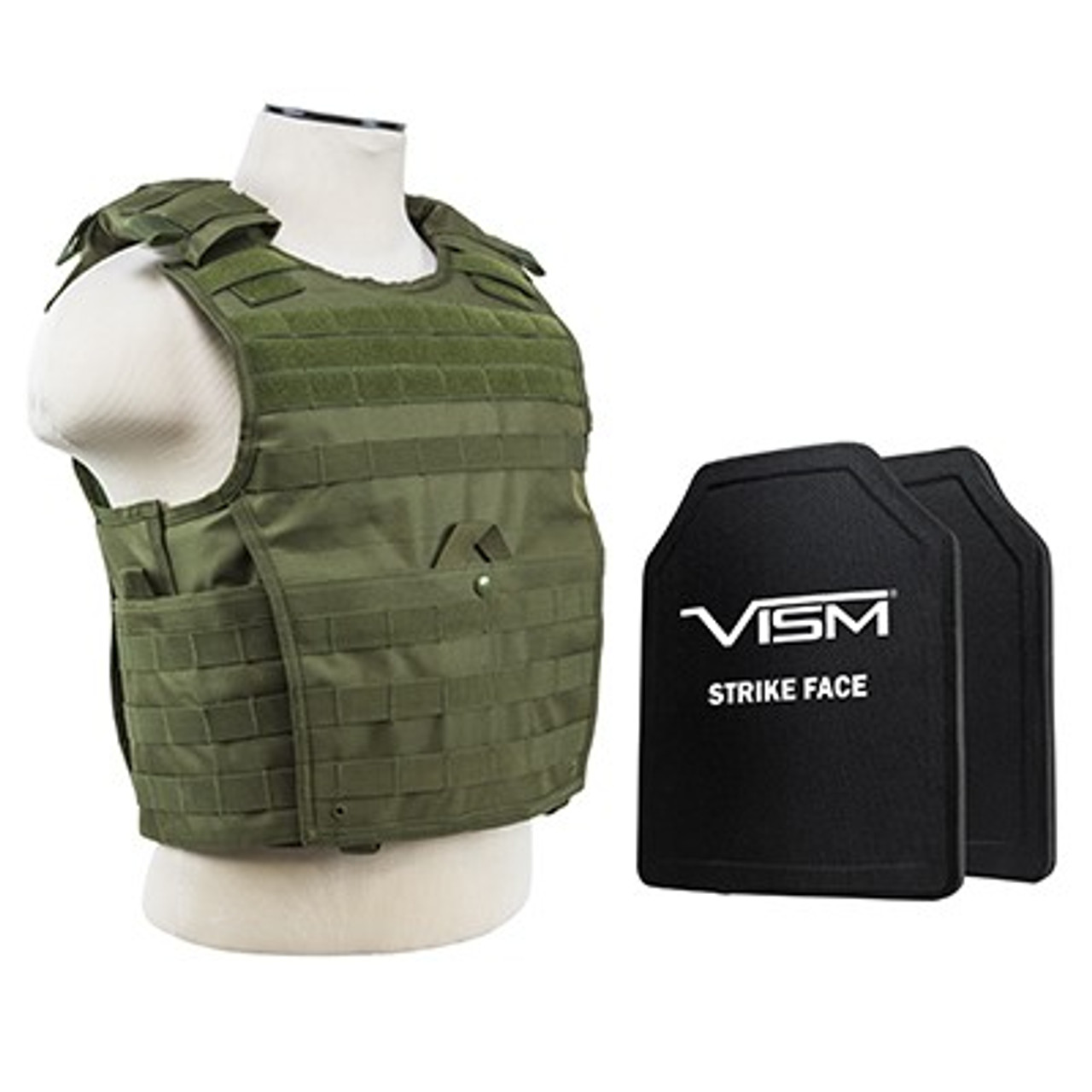 Vism By Ncstar BPCVPCVXL2963G-A Expert Plate Carrier Vest (2Xl+) With 10"X12" Level Iii+ PE Shooters Cut 2X Hard Ballistic Plates