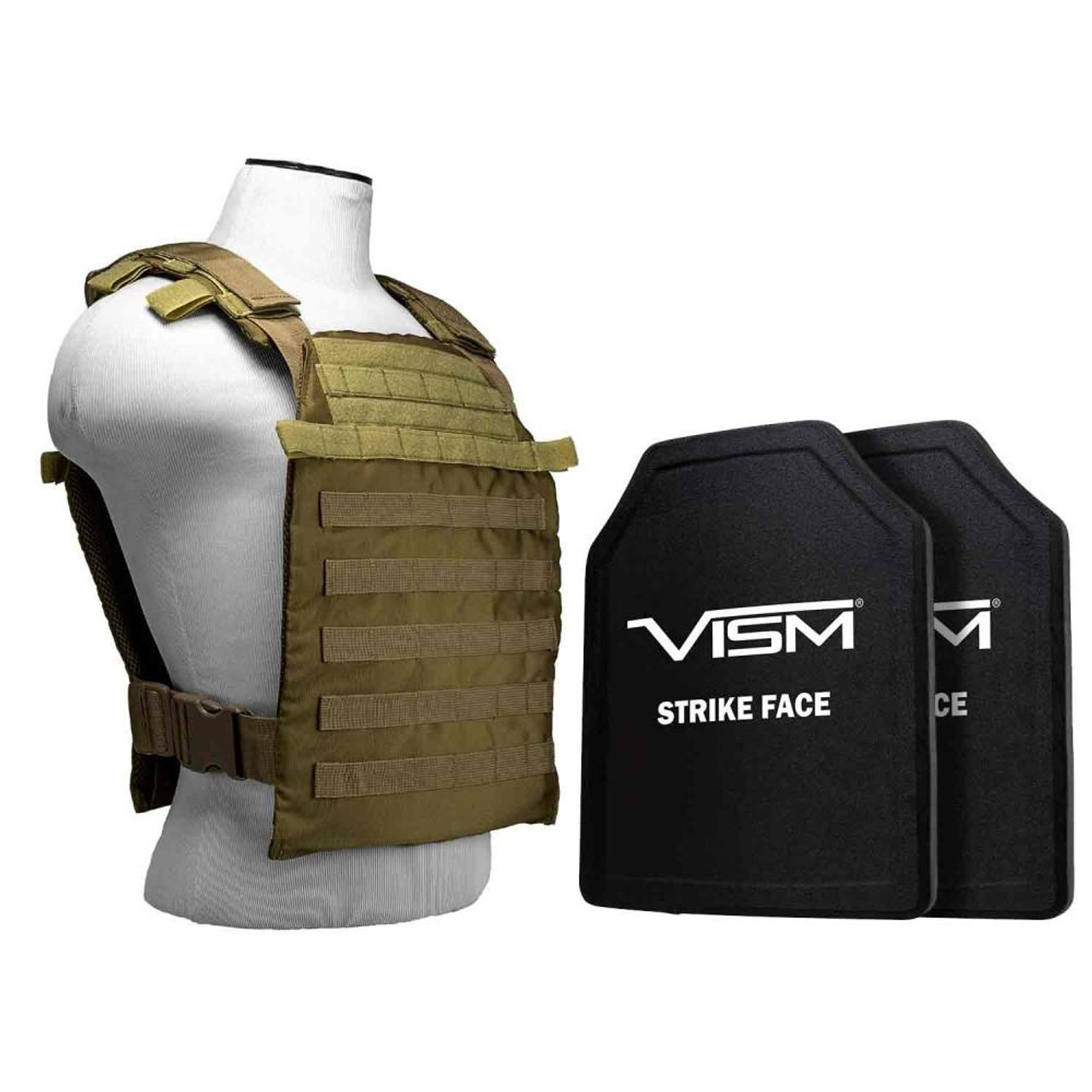 NcStar Vism By Ncstar BPLCVPCFL2995T-A Larger Fast Plate Carrier With 11"X14' Level Iii+ PE Shooters Cut 2X Hard Ballistic Plates 