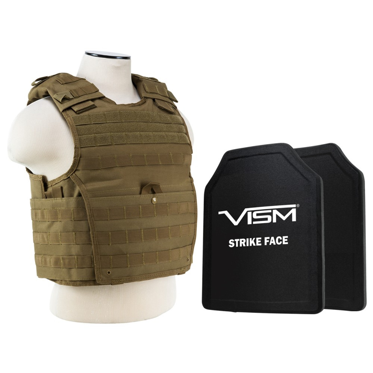 Vism By Ncstar BPLCVPCVX2963T-A Expert Plate Carrier Vest With 11"X14' Level Iii+ Shooters Cut 2X Hard Ballistic Plates