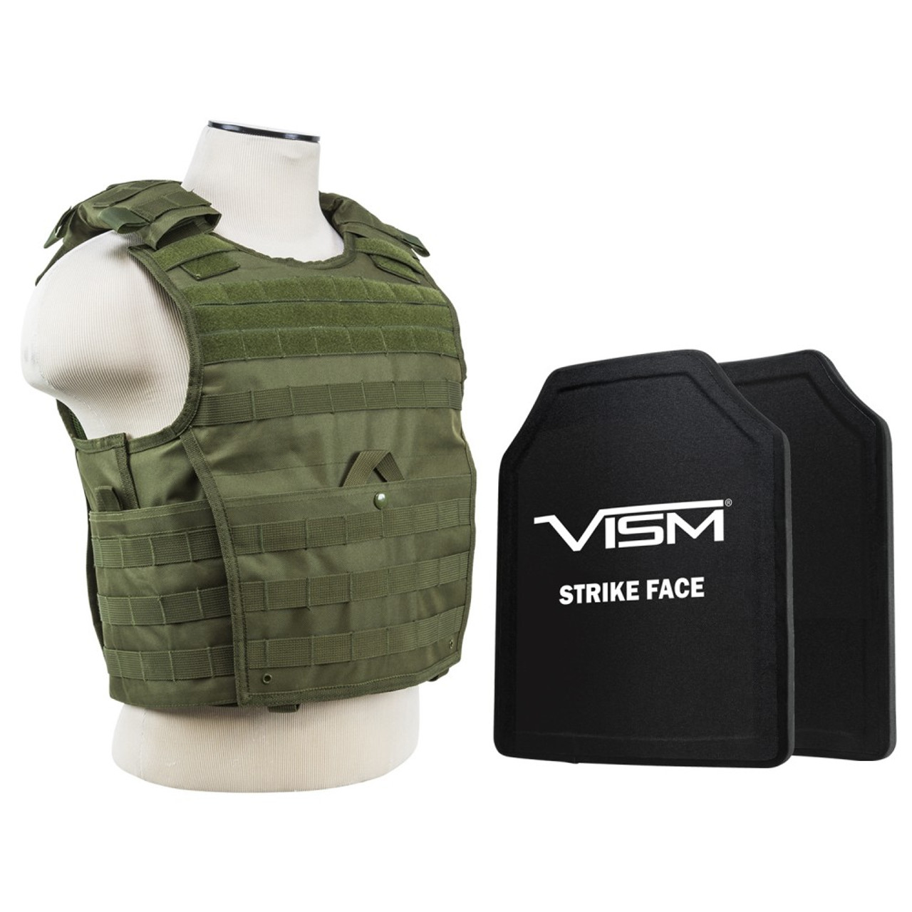 Vism By Ncstar BPLCVPCVXL2963G-A Expert Plate Carrier Vest (2Xl+) With 11"X14" Level Iii+ Shooters Cut 2X Hard Ballistic Plates
