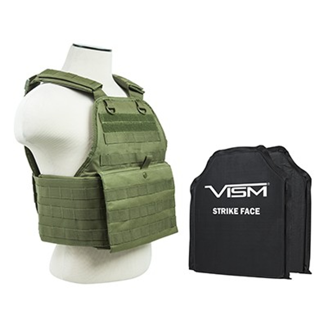 Vism By Ncstar BSCVPCV2924G-A Plate Carrier Vest With 10"X12' Level Iiia Shooters Cut 2X Soft Ballistic Panels