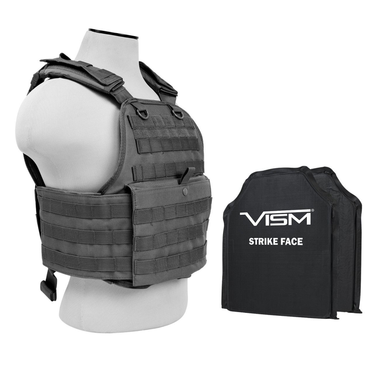Vism By Ncstar BSCVPCV2924U-A Plate Carrier Vest With 10"X12' Level Iiia Shooters Cut 2X Soft Ballistic Panels