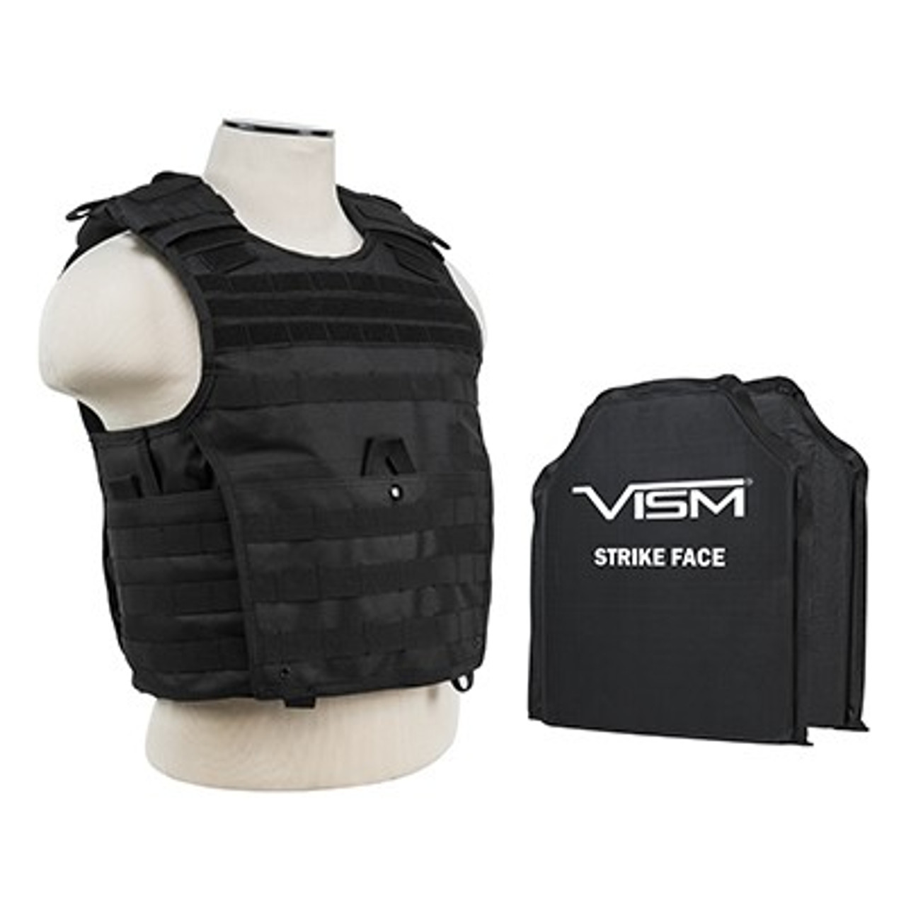 Vism By Ncstar BSCVPCVX2963B-A Expert Plate Carrier Vest (Med-2Xl) With 10"X12' Level Iiia Shooters Cut 2X Soft Ballistic Panels