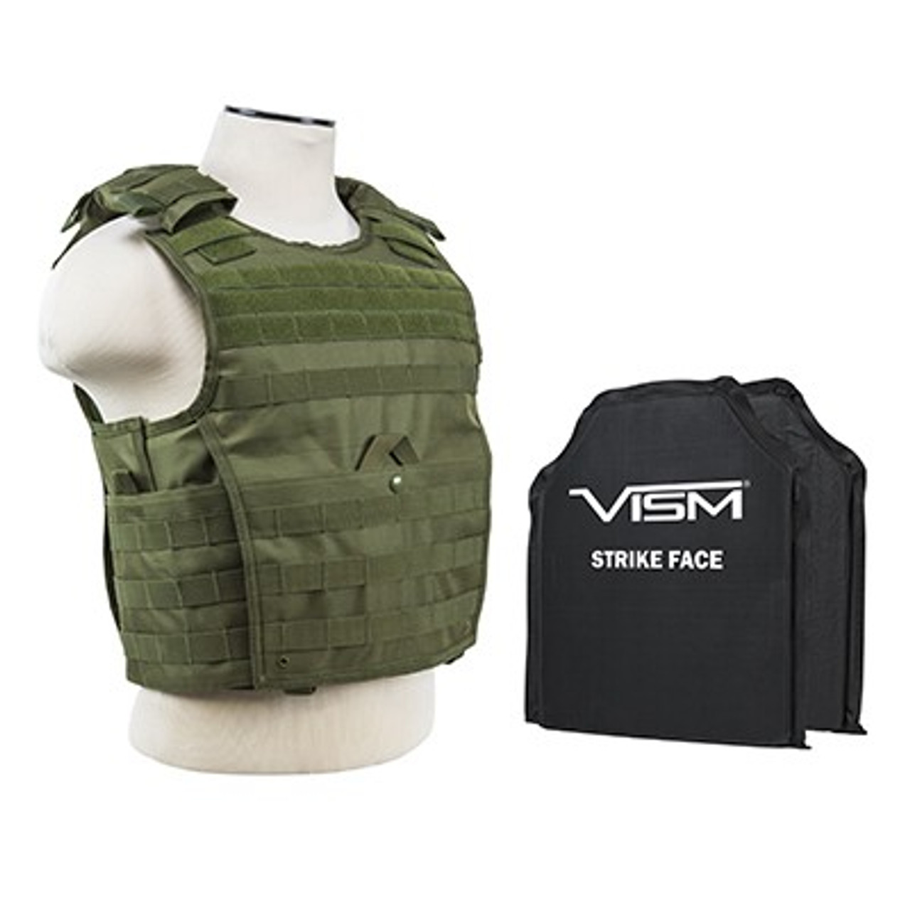 Vism By Ncstar BSCVPCVX2963G-A Expert Plate Carrier Vest (Med-2Xl) With 10"X12' Level Iiia Shooters Cut 2X Soft Ballistic Panels