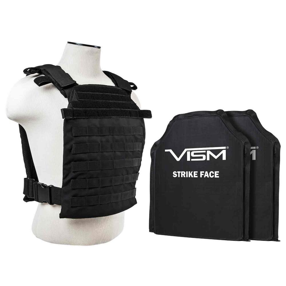 NcStar Vism By Ncstar BSLCVPCFL2995B-A Larger Fast Plate Carrier with 11"X14' Level Iiia Shooters Cut 2X Soft Ballistic Panels 