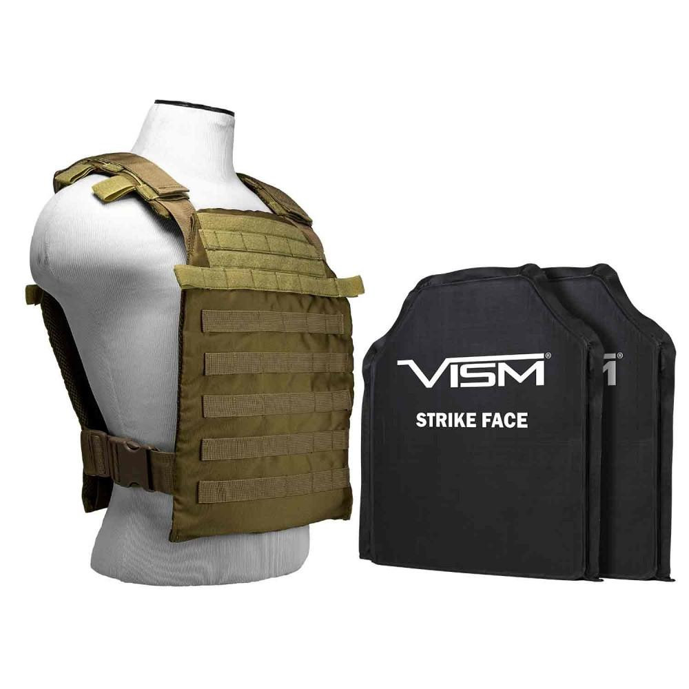 NcStar Vism By Ncstar BSLCVPCFL2995T-A Larger Fast Plate Carrier with 11"X14' Level Iiia Shooters Cut 2X Soft Ballistic Panels 
