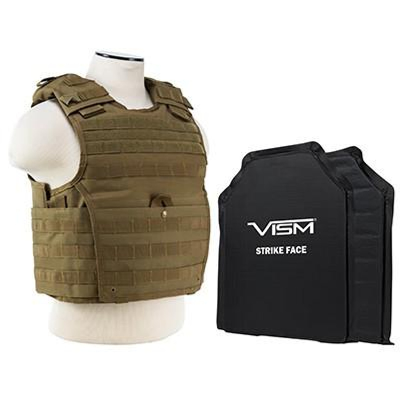NcStar Vism By Ncstar BSLCVPCVX2963T-A Expert Plate Carrier Vest With 11"X14" Level Iiia Shooters Cut 2X Soft Ballistic Panels 