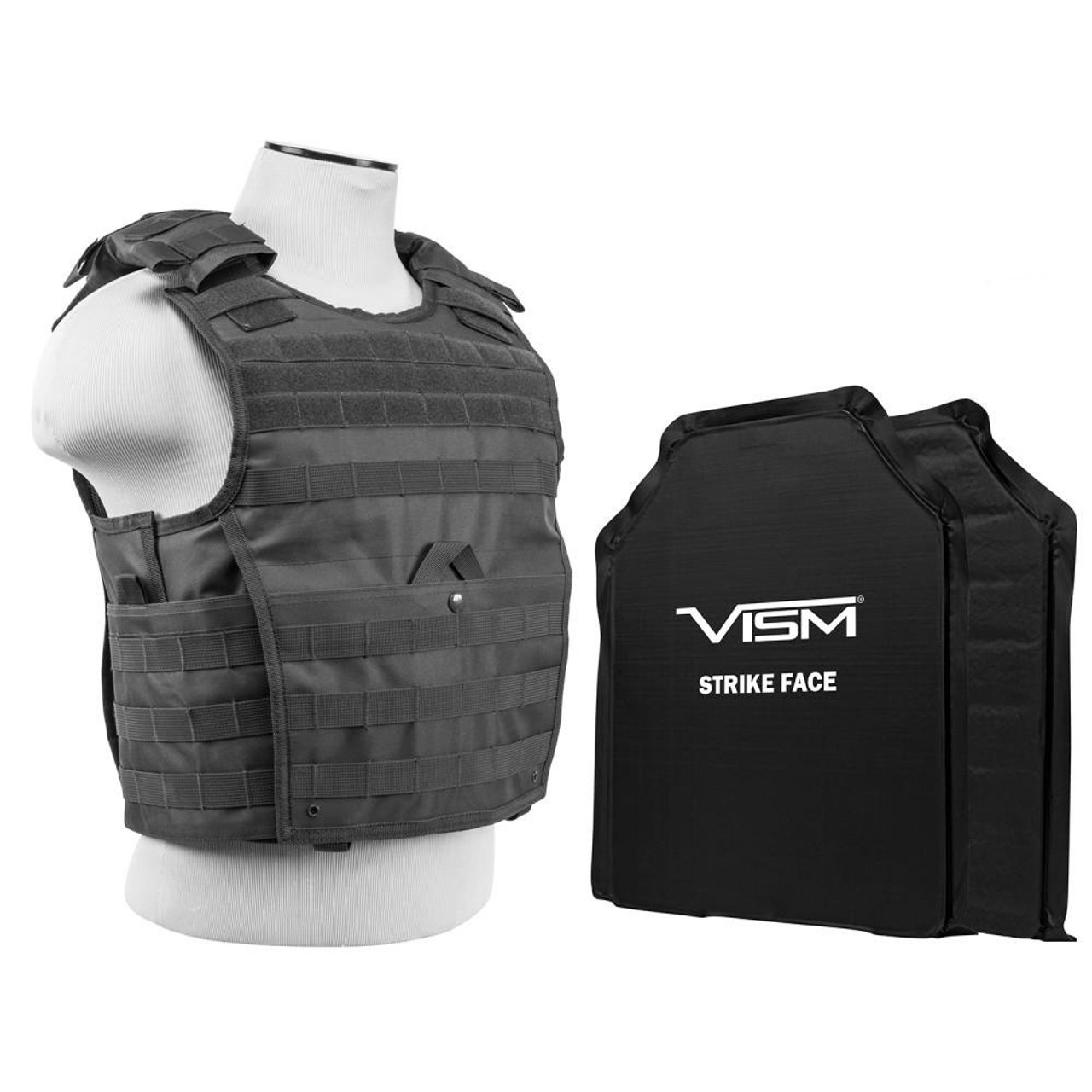 NcStar Vism By Ncstar BSLCVPCVX2963U-A Expert Plate Carrier Vest With 11"X14" Level Iiia Shooters Cut 2X Soft Ballistic Panels 