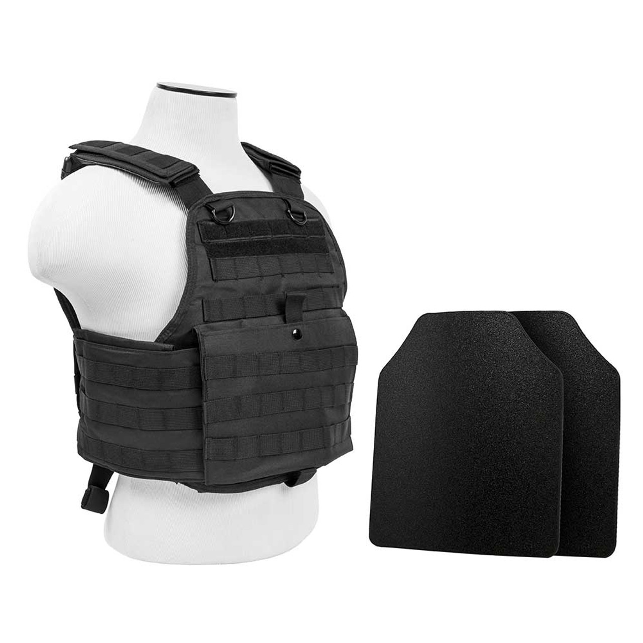Vism By Ncstar BUCCVPCV2924B-A Plate Carrier Vest With 10"X12" Level Iiia Shooters Cut 2X Hard Ballistic Panels