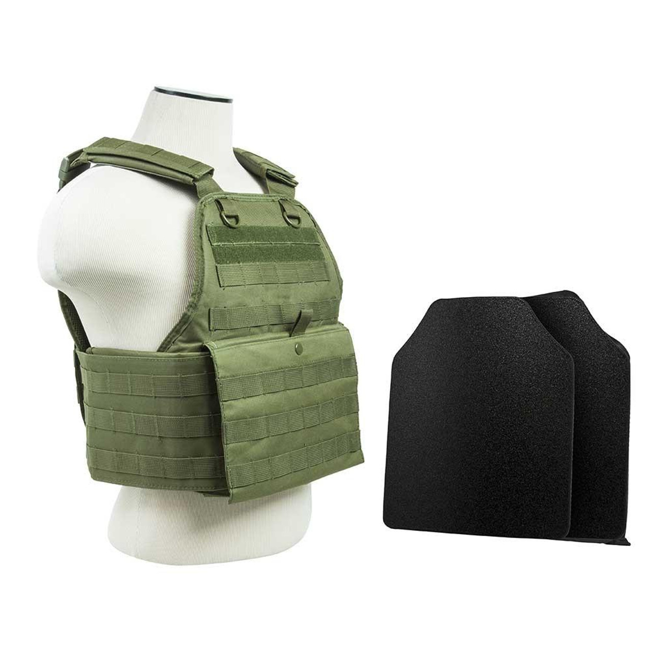 NcStar Vism By Ncstar BUCCVPCV2924G-A Plate Carrier Vest With 10"X12" Level Iiia Shooters Cut 2X Hard Ballistic Panels 