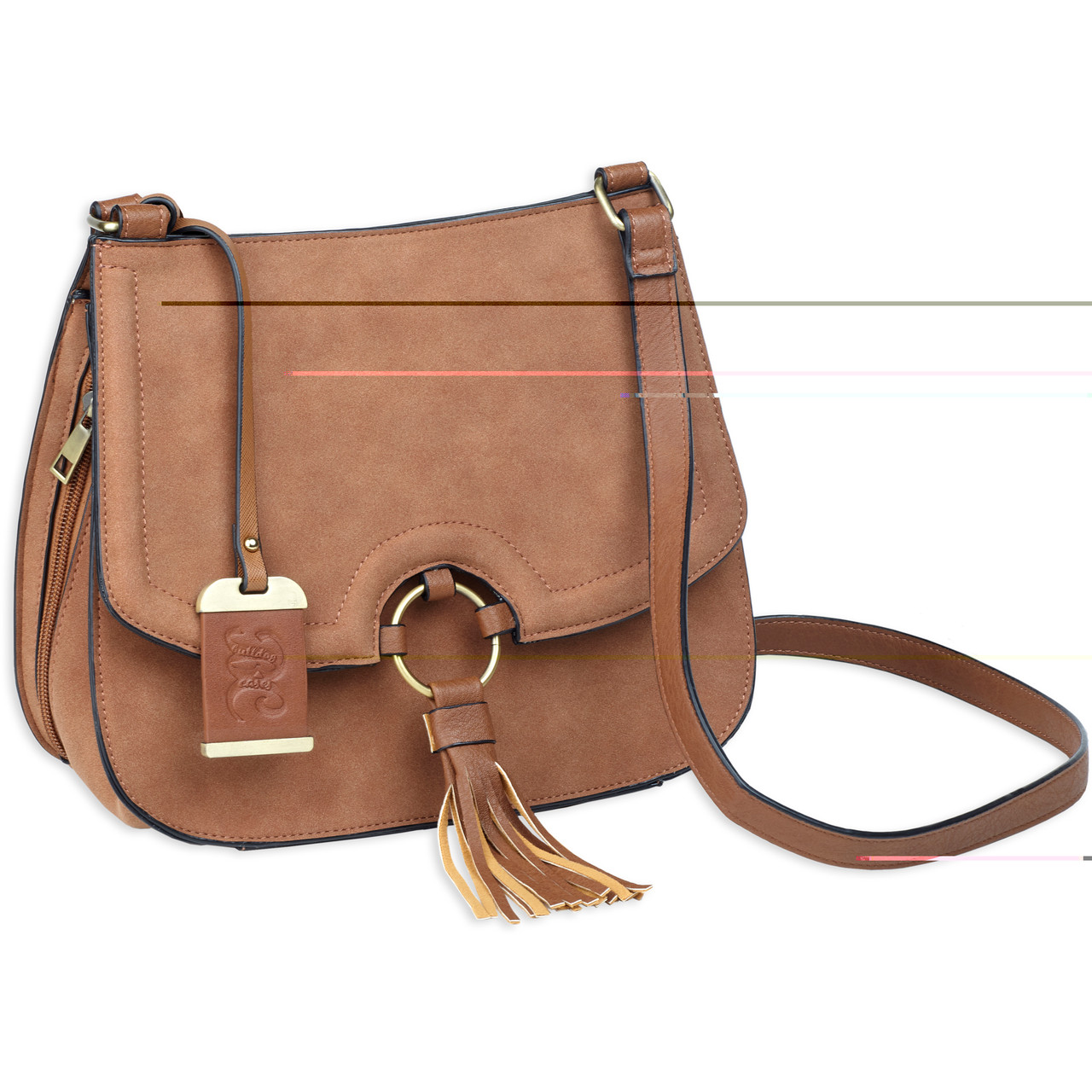 Bulldog Cases BDP-034 Cross Body Purse Camel Suede