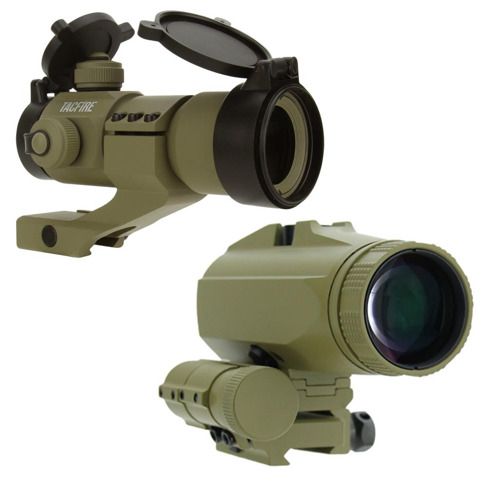 TacFire Tacfire 1x30mm Red/Green Dot Sight with Flip-to-Side Red Dot 3X Magnifier Combo 
