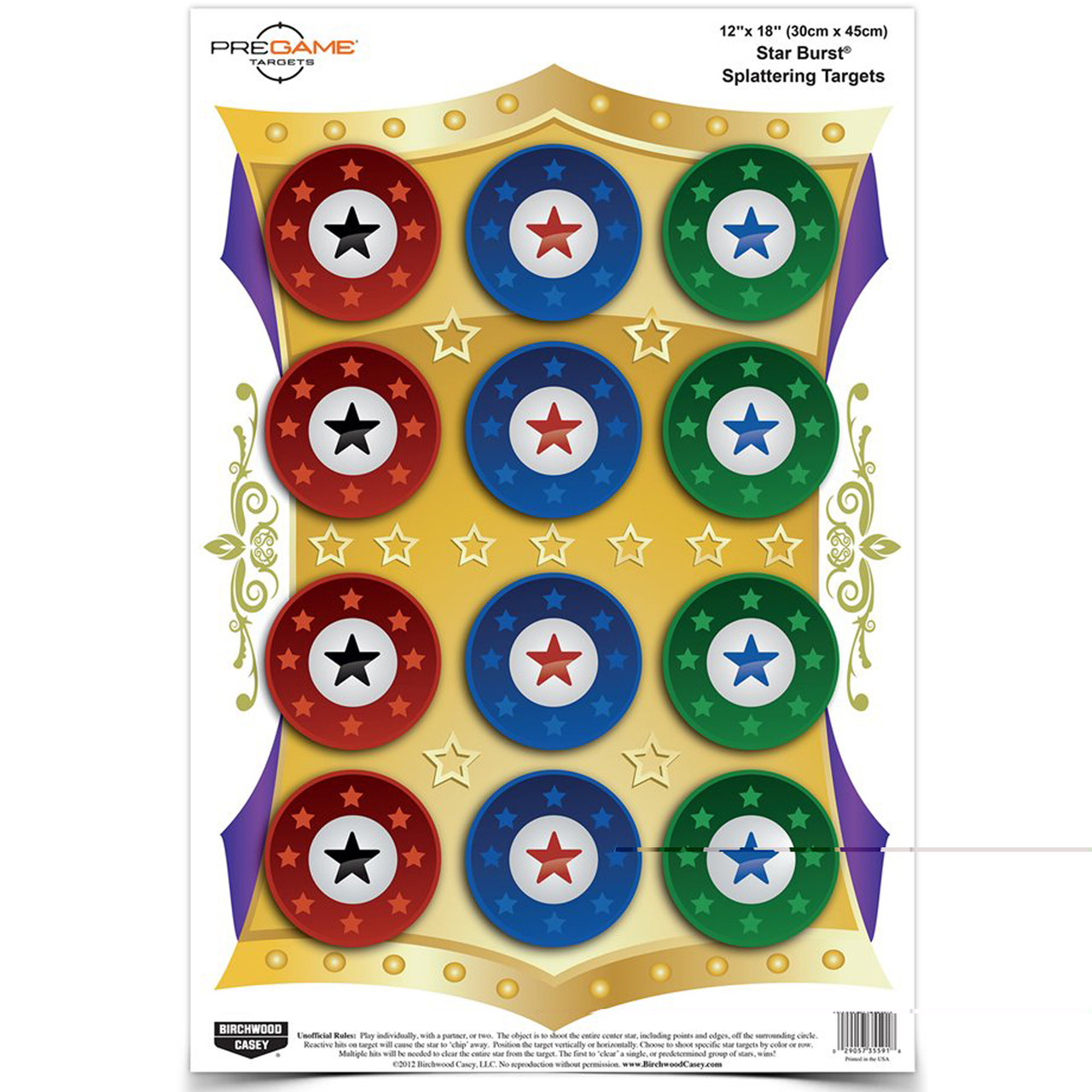 Birchwood Casey BC-35572 Pregame Star Burst Tgt 8-12x18