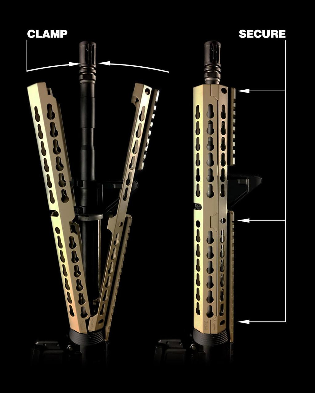 NcStar NcSTAR VMARKMCET 223/556  Keymod Handguard/ Two Piece/ Drop In Fit/  Extended Length/ 13.5"L Tan 