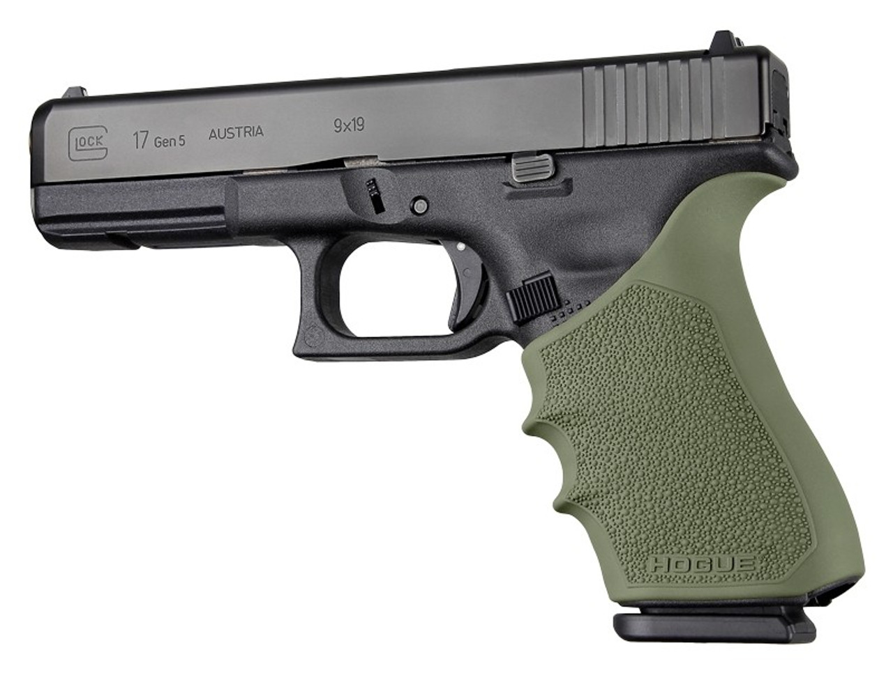 Hogue 17021 HandAll Beavertail Grip Sleeve GLK 17, G17L, G19X, G34, G34 MOS Gen 1-2-5 OD Green