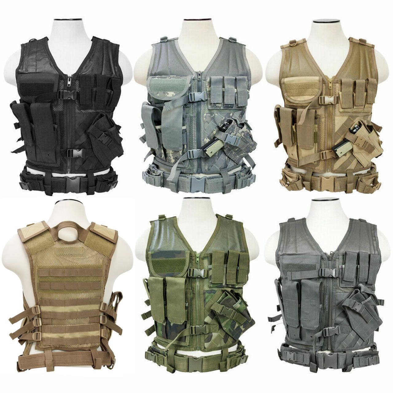 NcStar Tactical Shooters Vest w/Magazine Pouches Holster & Pistol Belt