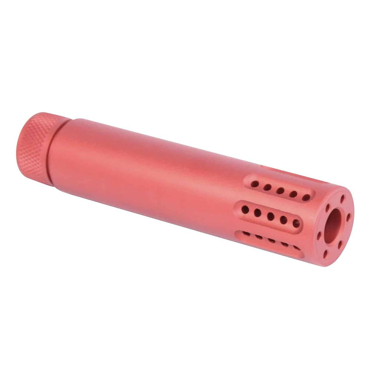  Guntec USA 1326-MB-P-RED Slip Over Barrel Shroud With Multi Port Muzzle Brake (Anodized Red) 