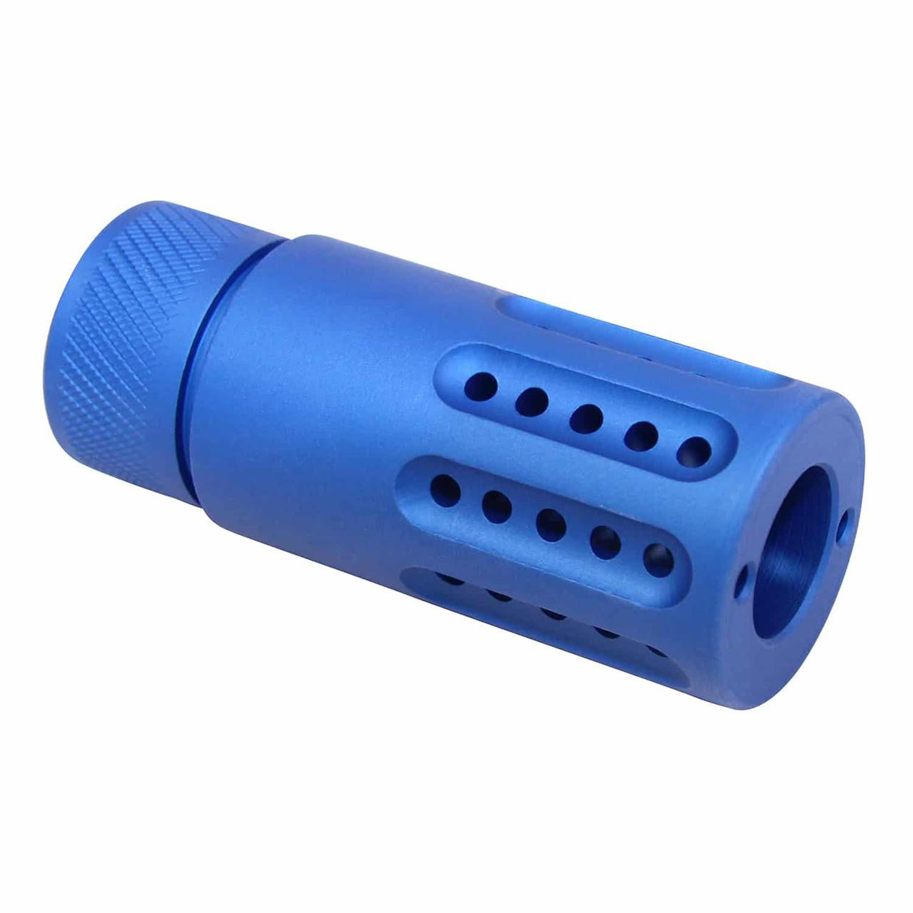  Guntec USA 1326-MB-P-S-308-BLUE Micro Slip Over Barrel Shroud With Multi Port Muzzle Brake (.308 Cal) (Anodized Blue) 