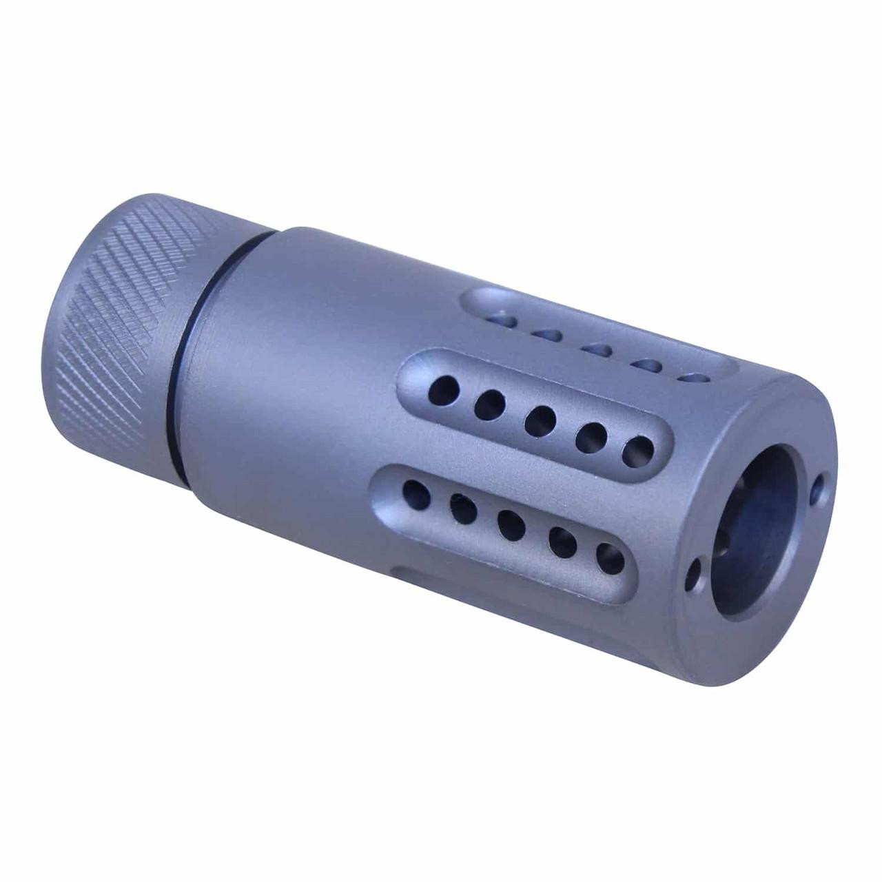  Guntec USA 1326-MB-P-S-308-GREY Micro Slip Over Barrel Shroud With Multi Port Muzzle Brake (.308 Cal) (Anodized Grey) 