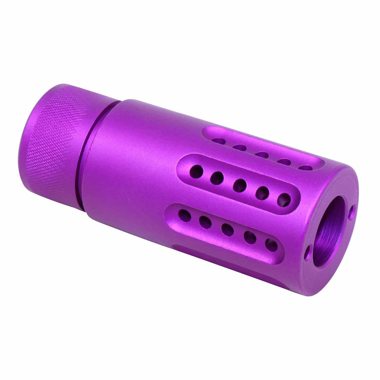  Guntec USA 1326-MB-P-S-308-PURPLE Micro Slip Over Barrel Shroud With Multi Port Muzzle Brake (.308 Cal) (Anodized Purple) 