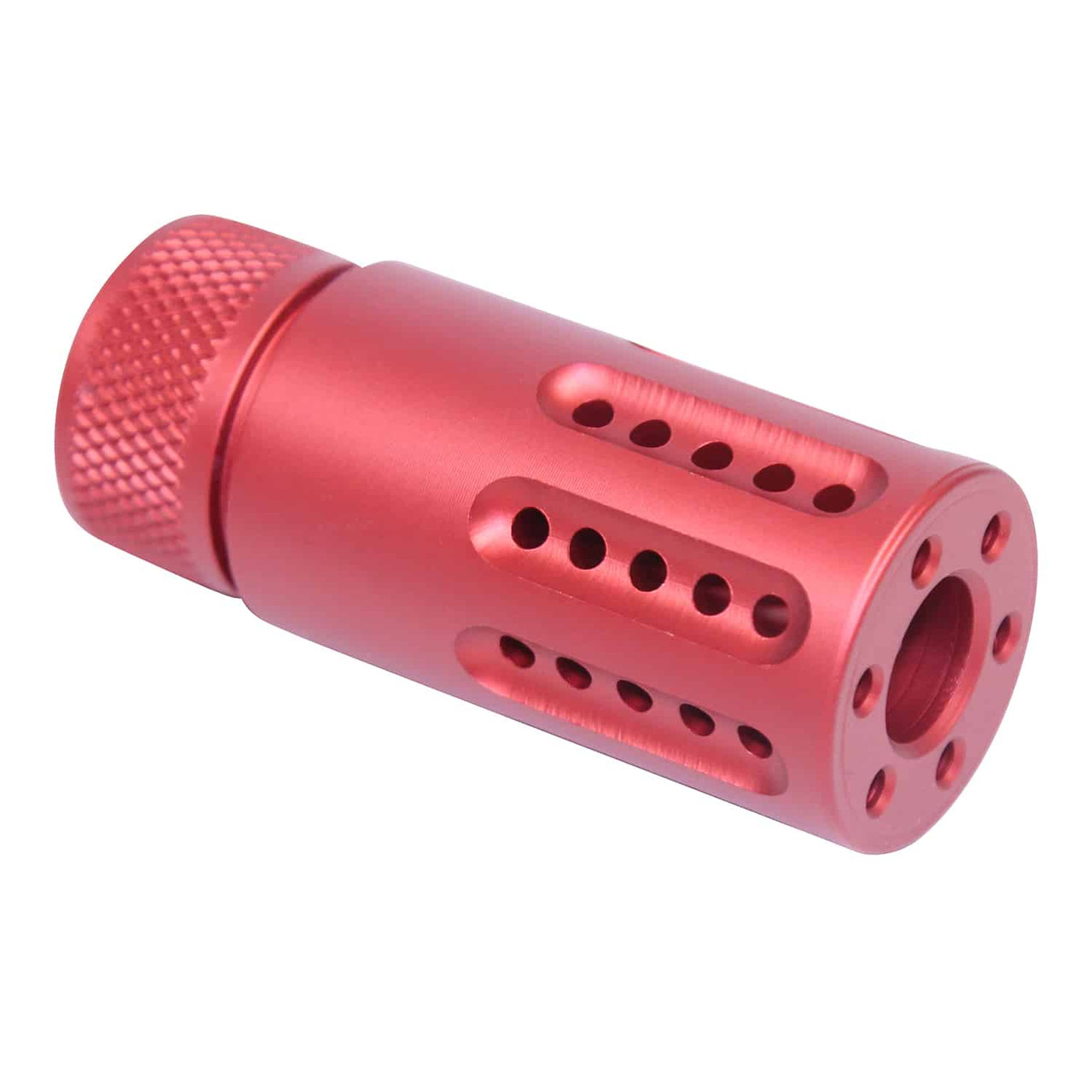 Guntec USA 1326-MB-P-S-9-RED Micro Slip Over Barrel Shroud With Multi Port Muzzle Brake (9mm) (Anodized Red)