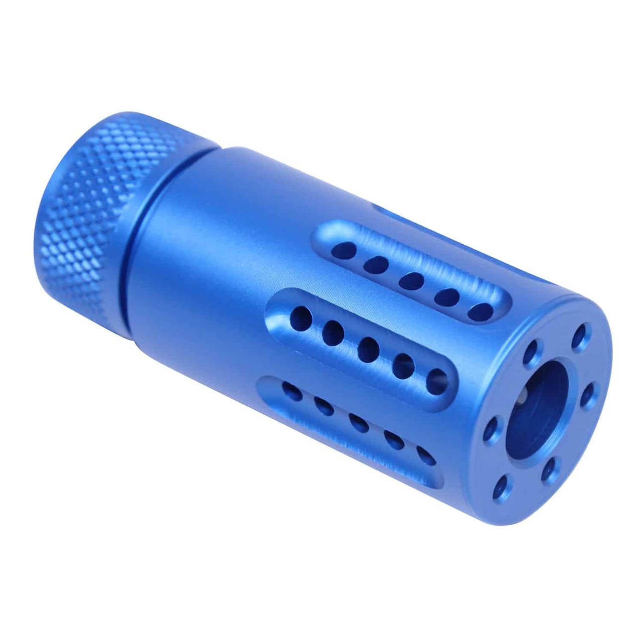 Guntec USA 1326-MB-P-S-BLUE Micro Slip Over Barrel Shroud With Multi Port Muzzle Brake (Anodized Blue)