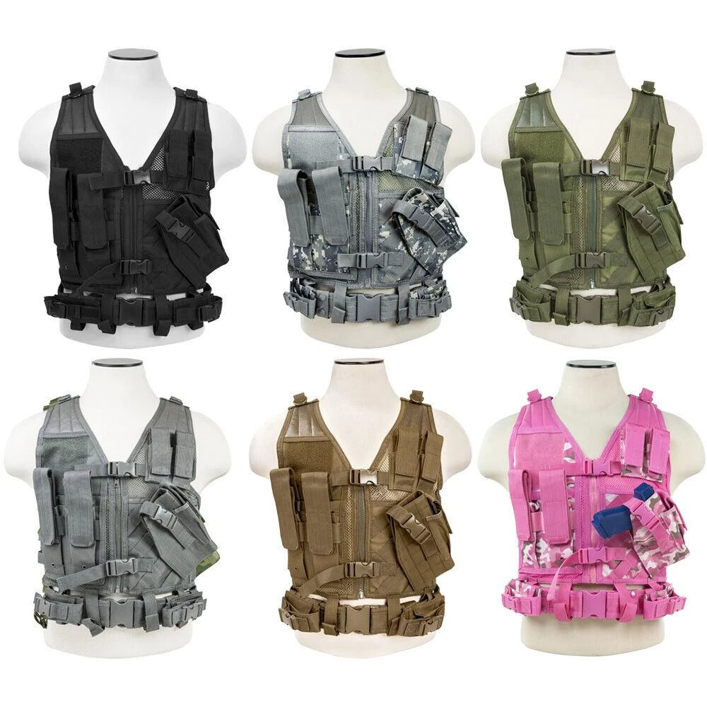 NcStar CTVC2916 NcStar CTVC2916 Tactical Vest w/Magazine Pouches Holster & Pistol Belt XSM-SM Kids CTVC2916