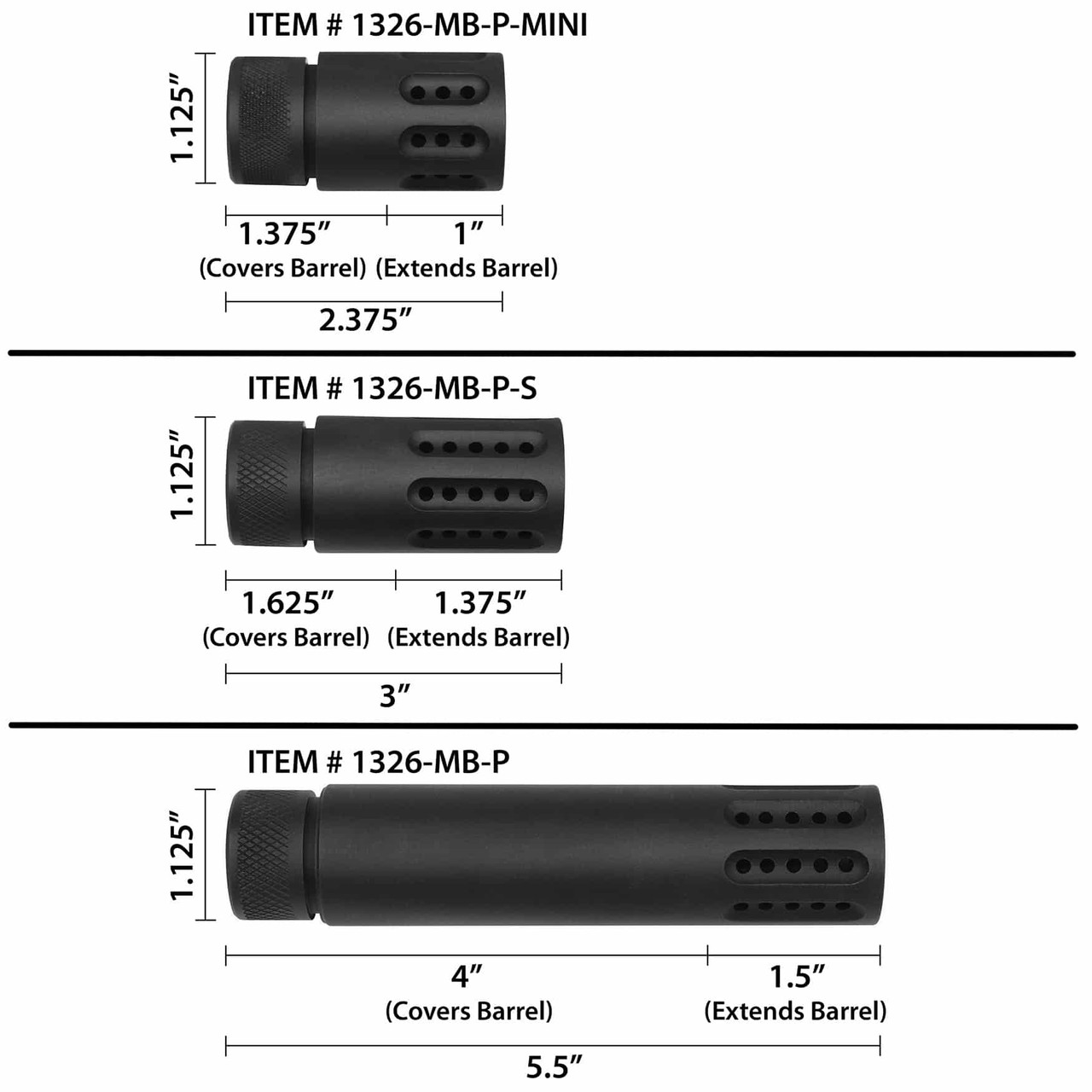 Guntec USA Slip Over Barrel Shroud With Multi Port Muzzle Brake (Anodized Black)