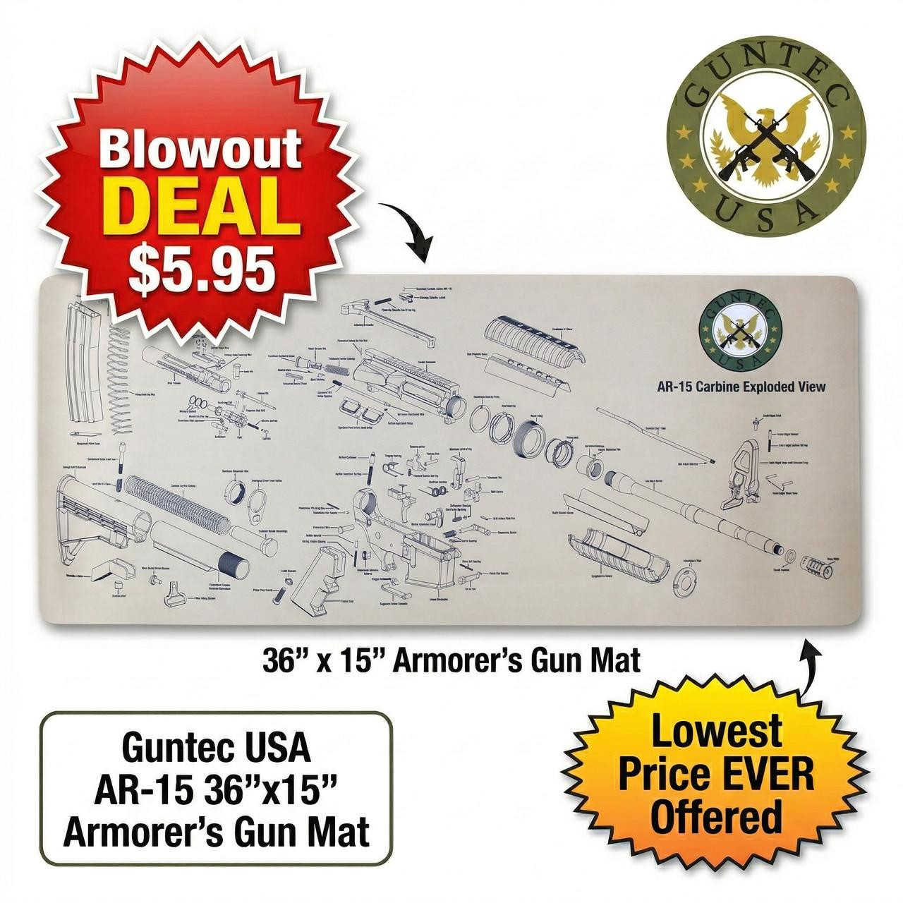 Guntec USA AR-15 36x15 Armorer’s Gun Cleaning/Assembly Mat