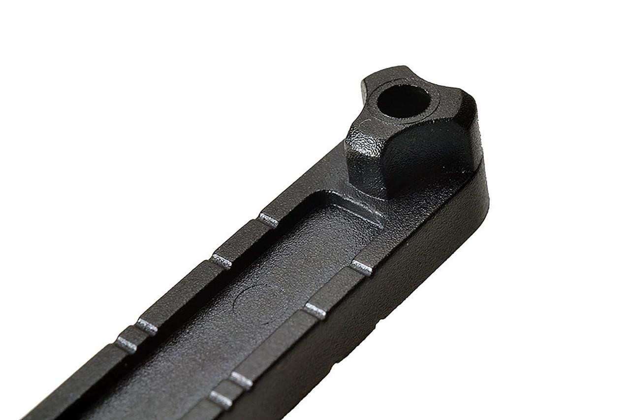 Strike Industries SI-AR-STOCKSTOP AR Stock Stop, close-up of black metal firearm accessory for AR rifles.